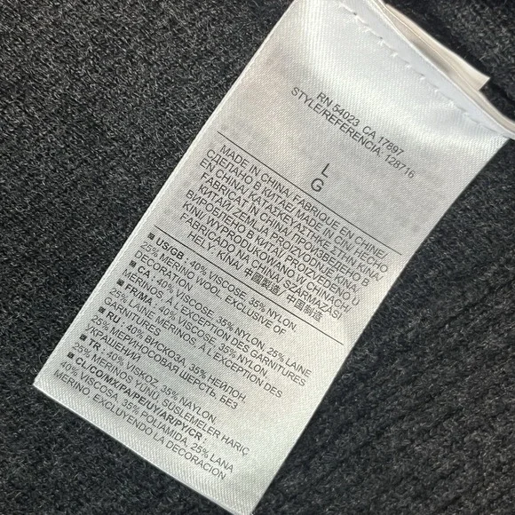 J Crew Merino Wool Blend Knit Motorcycle‎ Moto Jacket Full Zip Asymmetric L - Picture 7 of 7